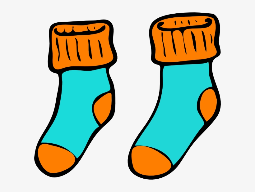 Turquoise Orange Sock Clip Art - Socks Clipart, transparent png