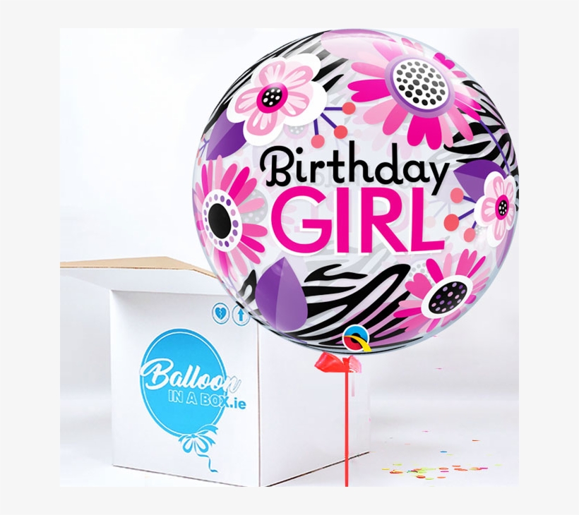 Birthday Girl Floral Zebra Stripes Bubble Balloon Bubble - Bubble Balloon - Birthday Girl Floral Zebra Stripes, transparent png