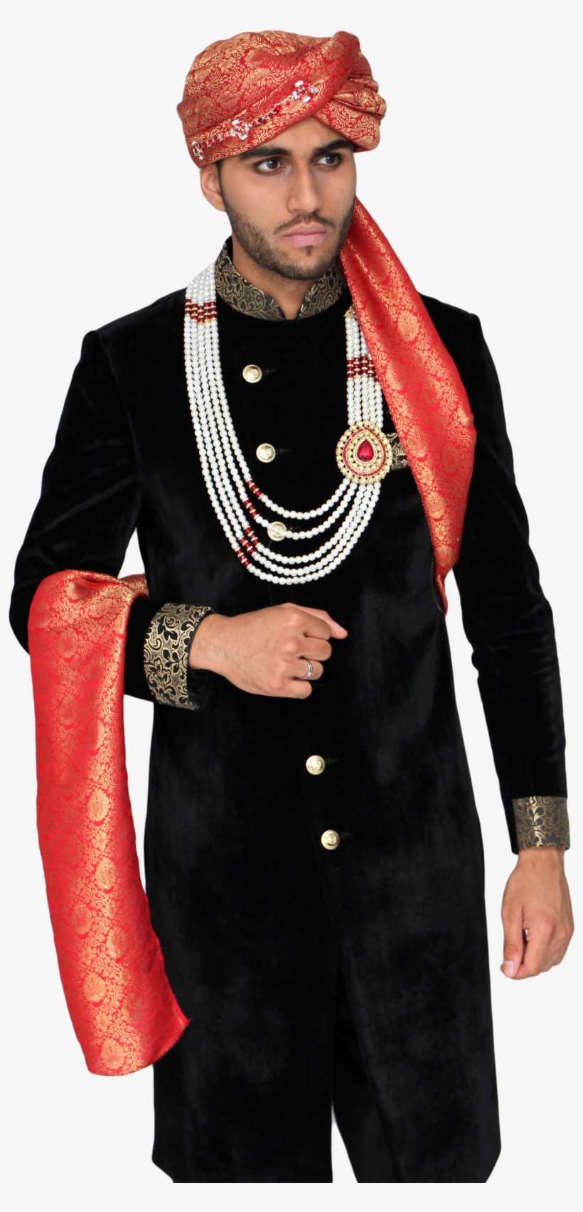 Blood Orange Brocade Turban Hat With Vine Broach - Hat, transparent png