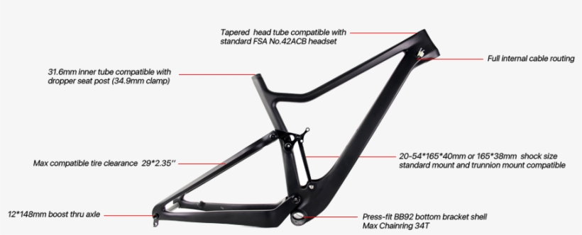 Cmtb-full Suspension Boost 29er Carbon Mtb Frameset - Full Suspension Chinese Frame, transparent png