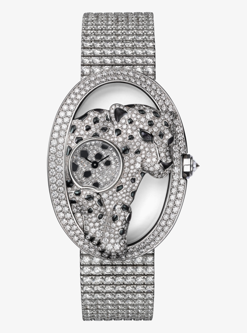 Panthère Ajourée De Cartier Watchlarge Model Rhodiumized - Cartier Panthere Divine Watch, transparent png