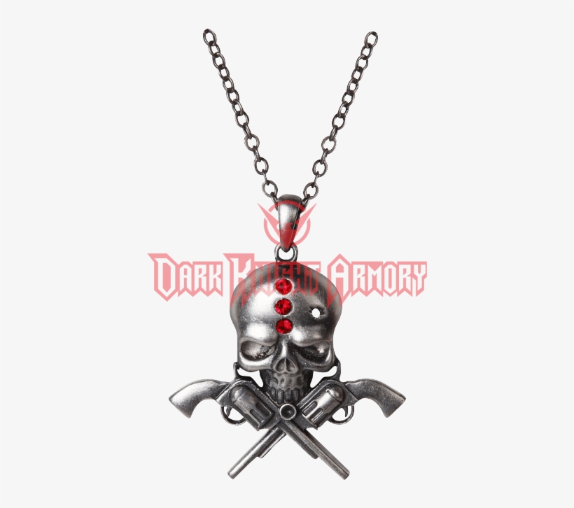 Gunslinger Skull Necklace, transparent png