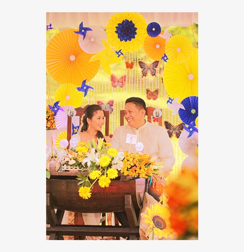 Wedding In The Philippines Blue And Yellow Motif Pinwheel - Bouquet, transparent png