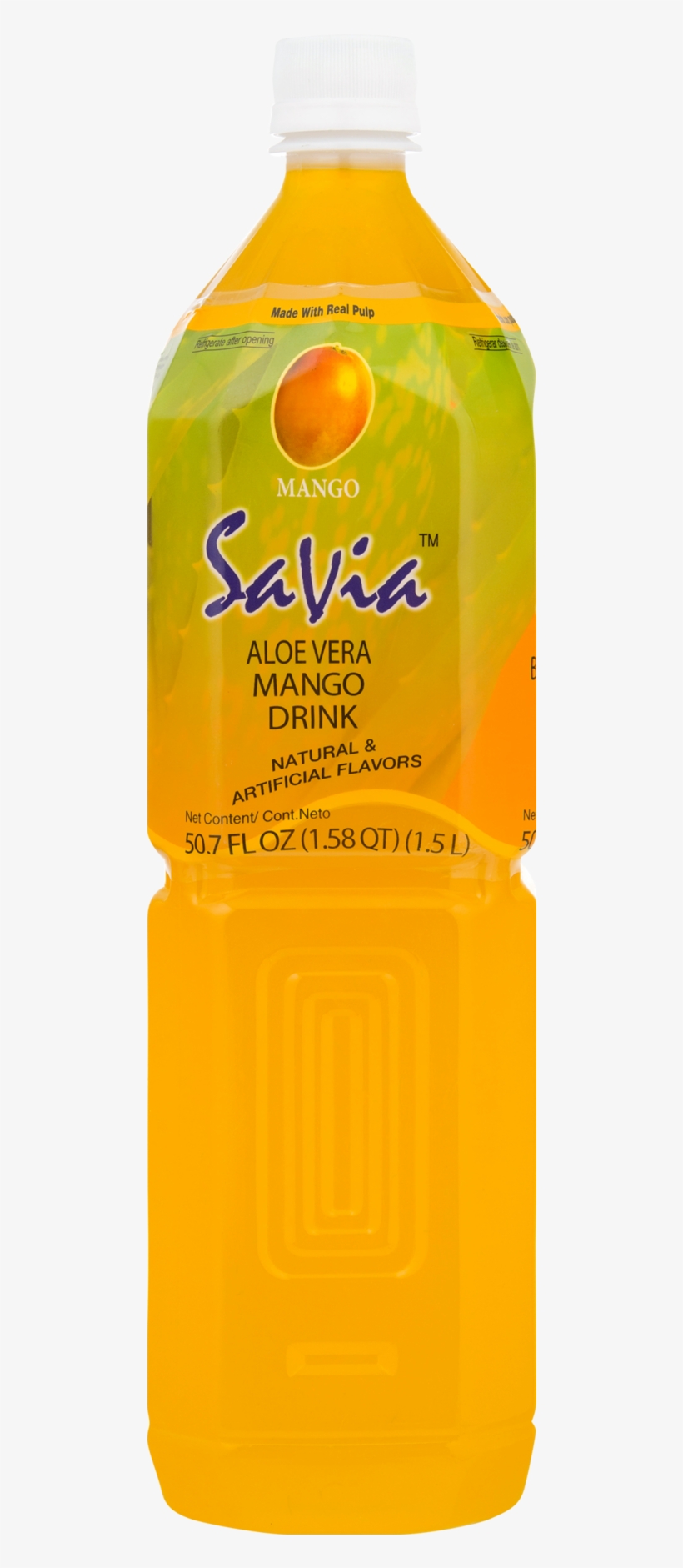 Savia Aloe Vera Drink, Mango - 50.7 Fl Oz Bottle, transparent png
