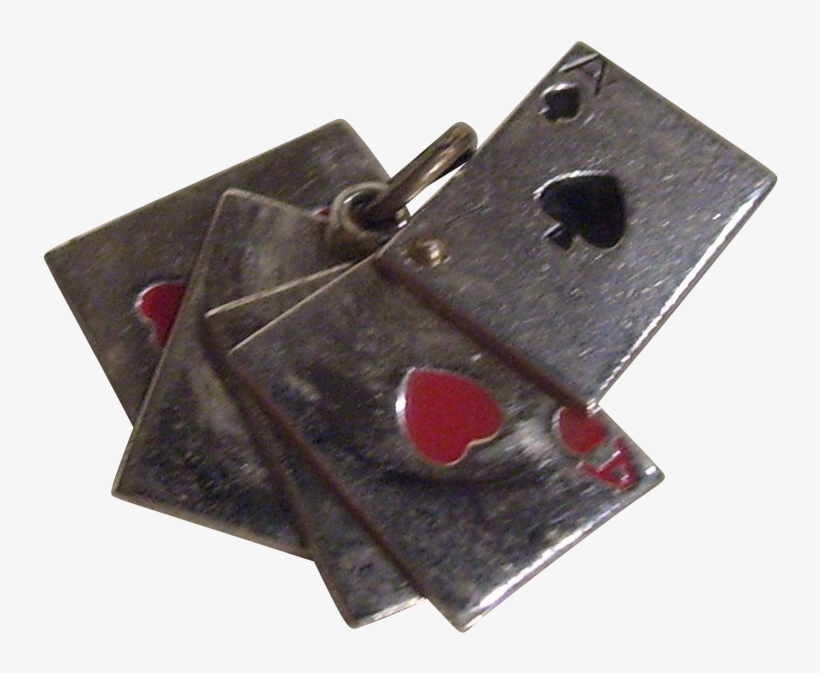 Sterling Enamel Deck Of Cards Slider Charm 4 Aces & - Earrings, transparent png