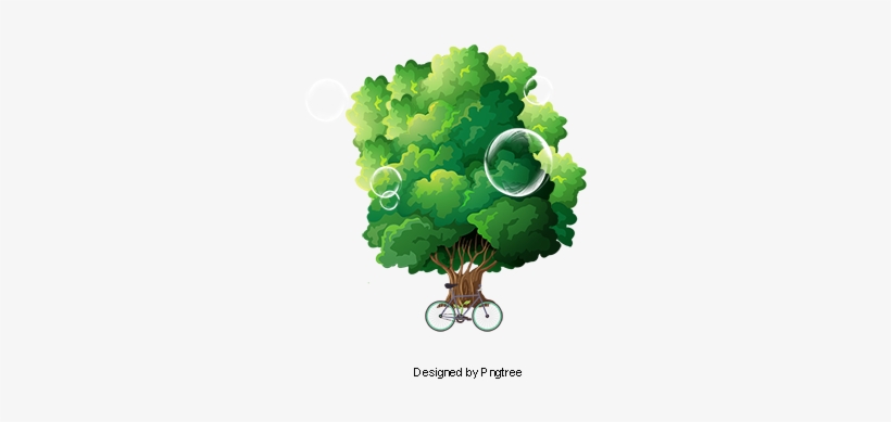 Spring Bike, Spring, Leaves, Bicycle Png And Psd - Trees Illustration Png, transparent png