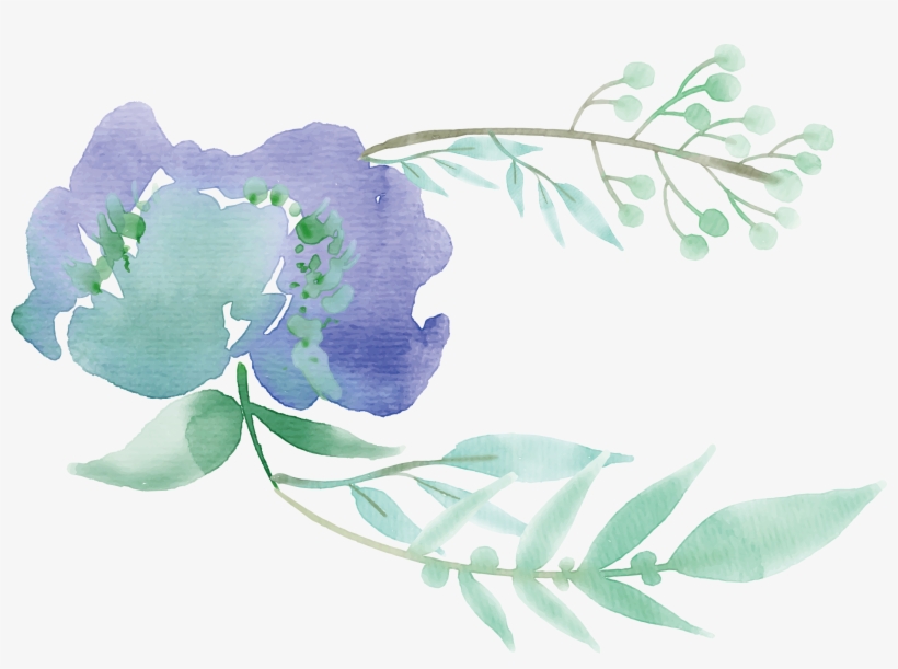 Green Watercolor Painting Flower Mentha Spicata - Green Flower Watercolor Png, transparent png