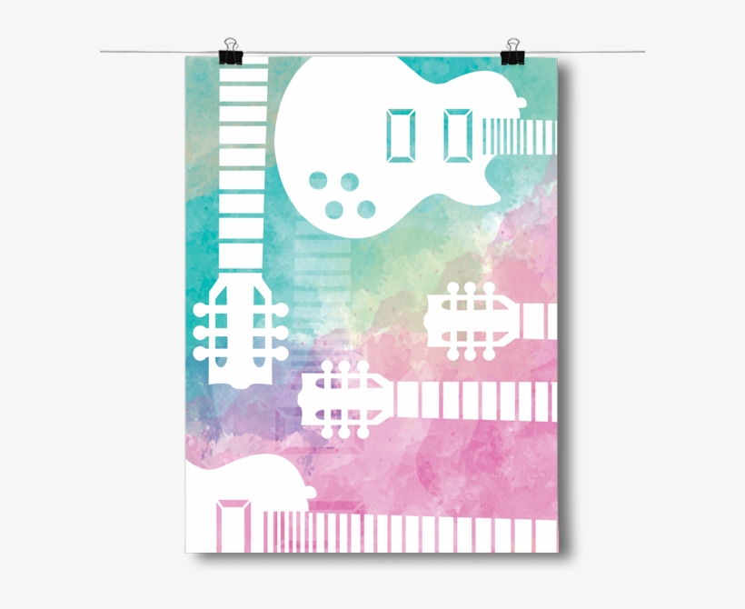 Guitar Silhouette - Inspired Posters Guitar Silhouette - Watercolor Poster, transparent png