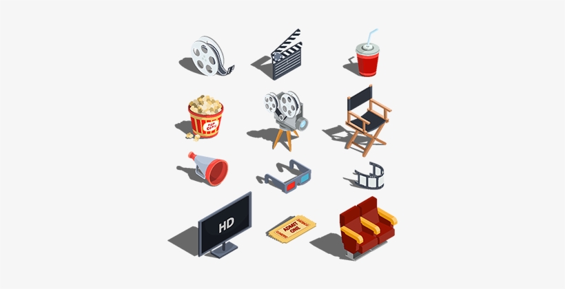 Vector Set Of Isometric Illustrations Making Movies - Elementos Para Hacer Una Pelicula, transparent png