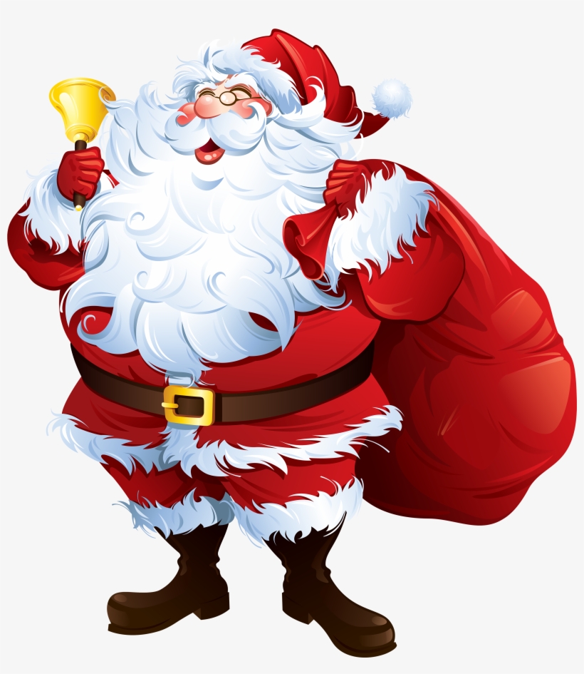Santa Claus With Bell And Bag Png Clipart - Santa Claus With Bell, transparent png
