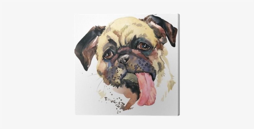 Funny Puppy Watercolor Illustration Canvas Print • - Dog, transparent png