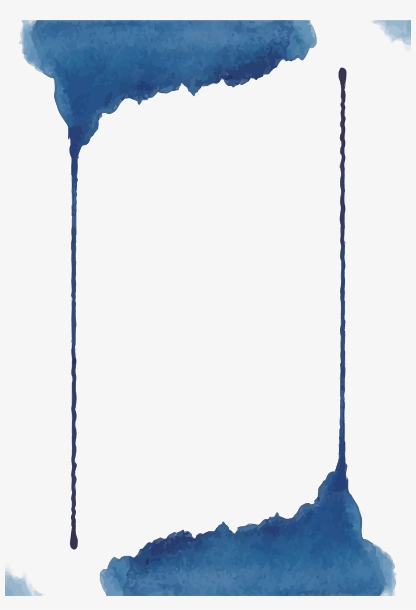 Ftestickers Watercolor Borders Frame Blue - 水彩 封面, transparent png
