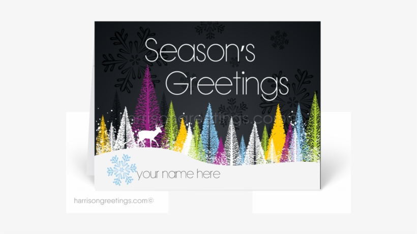 Business Happy Holidays Greeting Cards - Orange Venue Kar Üstüne Renkli Yılbaşı Ağaçları Desenli, transparent png