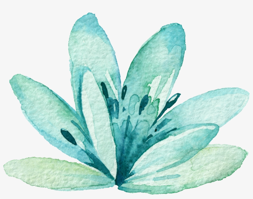Transparent Watercolor Mint Green - Blue Watercolor Flower Png, transparent png