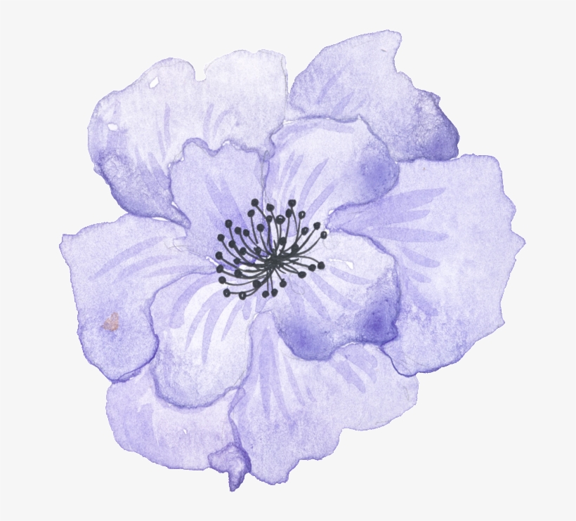 Purple Hand-painted Flower Halloween Transparent Decorative - Blue, transparent png