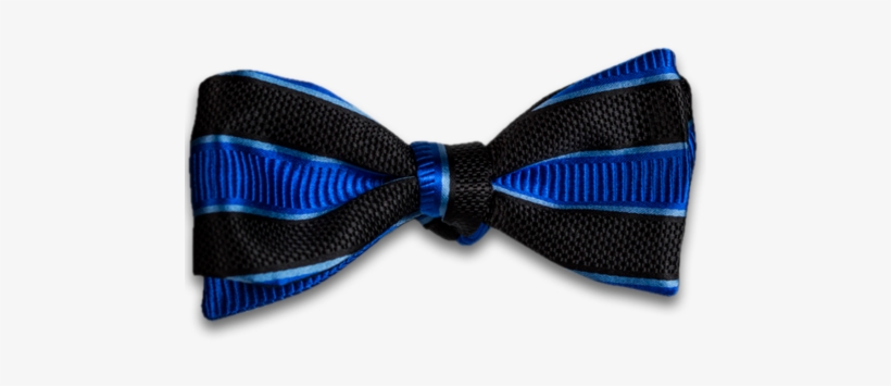 Black And Blue Striped Mogador Silk Self Tie Bow Tie - Motif, transparent png