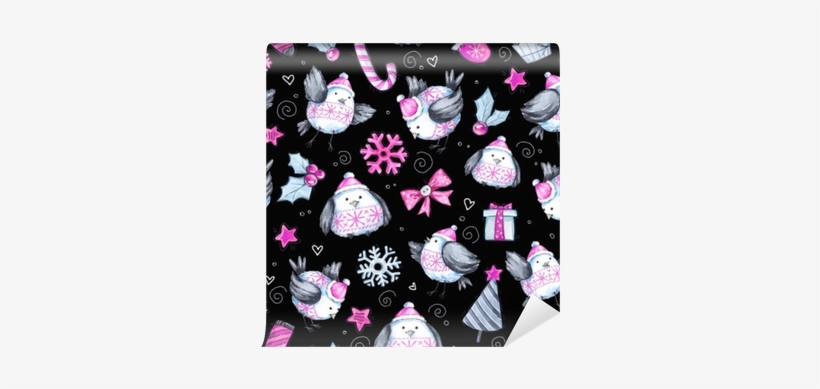 Watercolor Seamless Greeting Pattern With Cute Flying - Watercolor Painting, transparent png