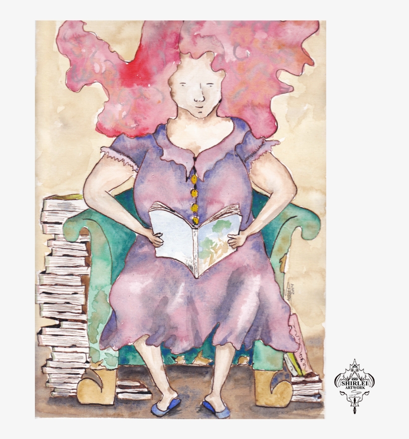 The Reader Watercolor, Character Illustration - Watercolor Painting, transparent png