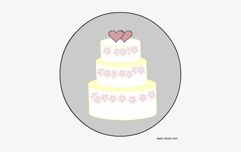Big Wedding Cake With Two Hearts, Free Png Clip Art - Wedding Cake, transparent png