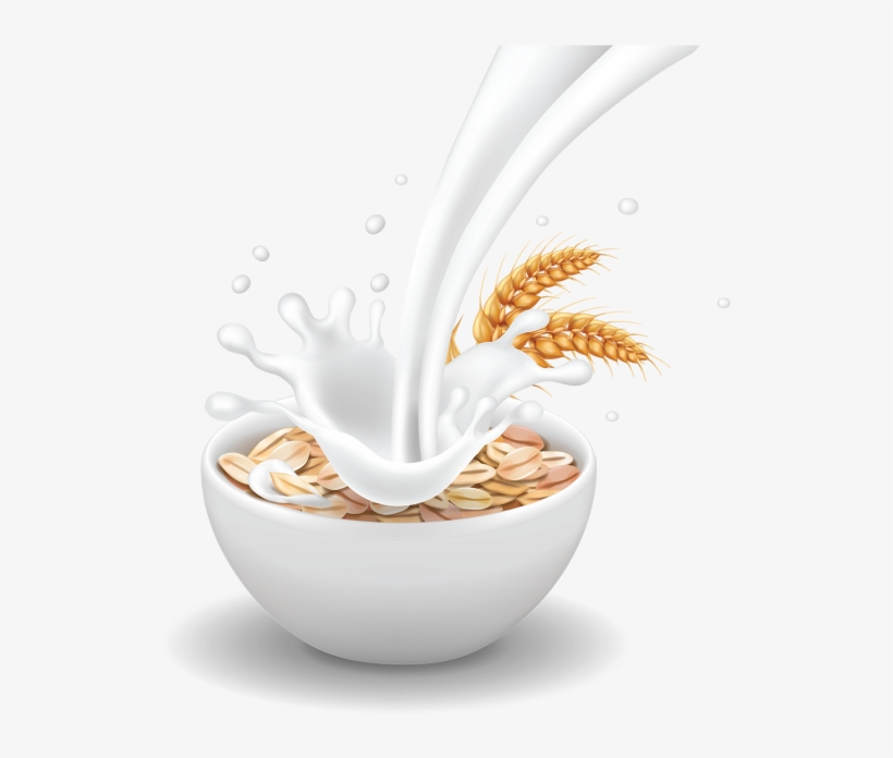 Breakfast With Realistic Milk Flow, Breakfast, Wheat, - Milk, transparent png