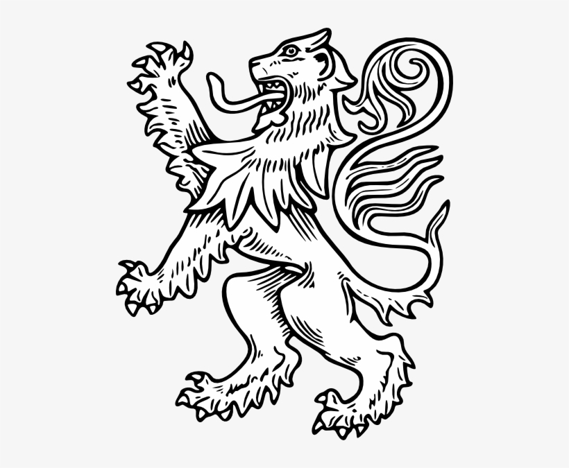 Logo Lion Clipart Black And White - Rampant Lion Clip Art, transparent png