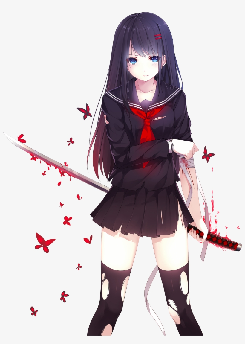 Anime Girl 2 Png By Bloomsama On Deviantart Manga Anime, - Anime Girl With Katana, transparent png