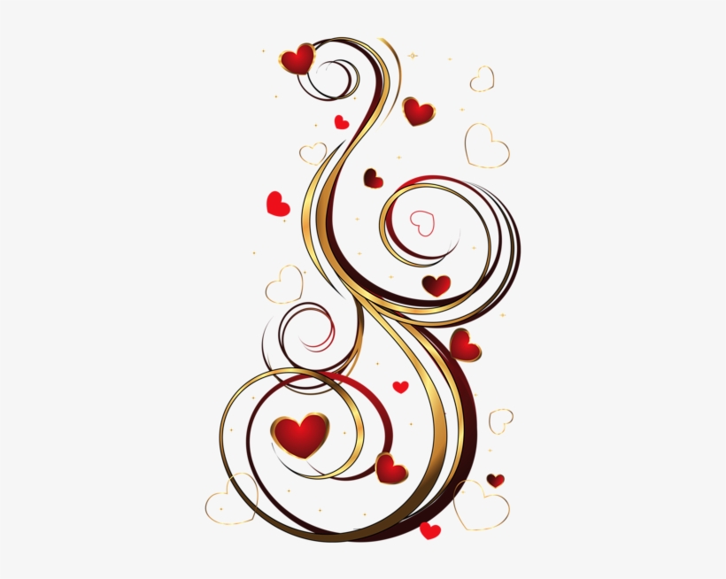 Transparent Red And Gold Hearts Ornament Png Picture - Illustration, transparent png