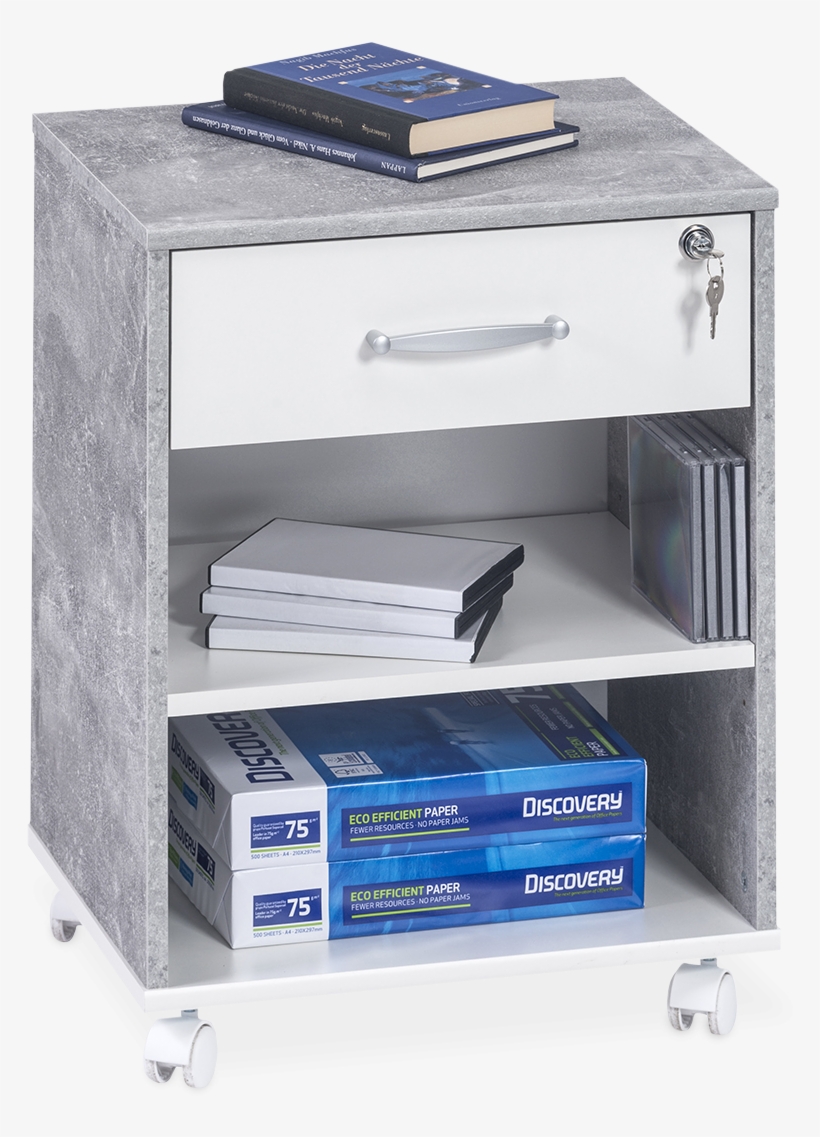 Madrid Pedestal - Maja Tv Rollcontainer 4025 Mit Einlegeböden Betonoptik, transparent png