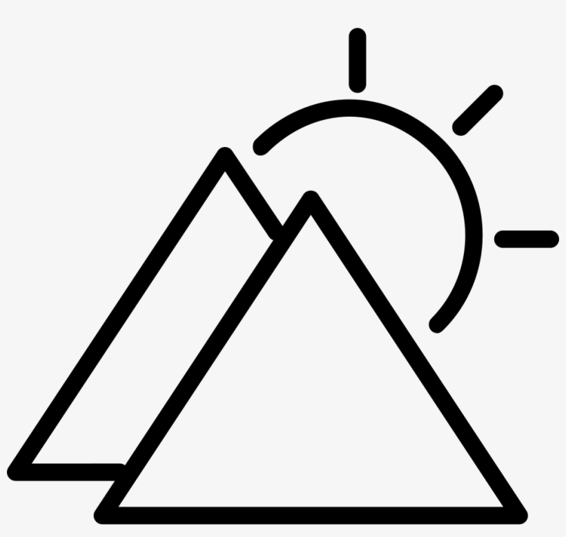 Sunny Day Symbol Outline With Triangular Mountains - Simbolo De Una Montaña, transparent png
