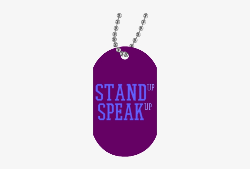 Stand Up Speak Up White Dog Tag Necklace - Silver, transparent png