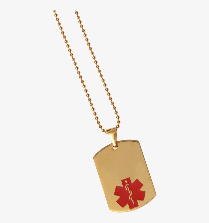 Red Gold Dog Tag Mediband Alert Id - Pendant, transparent png