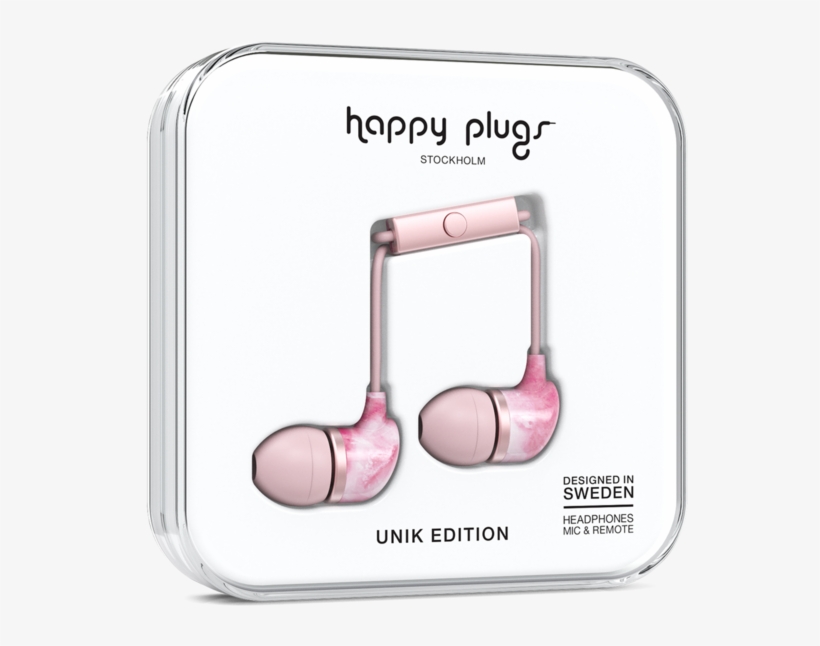 In-ear Pink Marble - Happy Plugs Earbud Plus - White Marble, transparent png