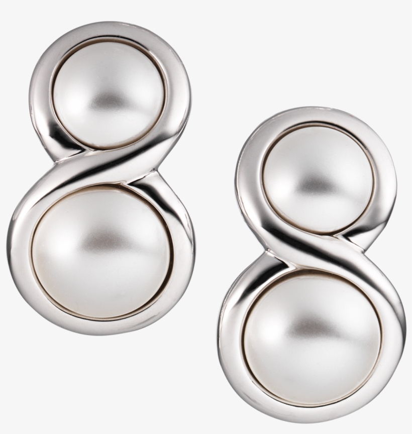 Clip On Eternity Pearl Earrings White Gold - Earrings, transparent png
