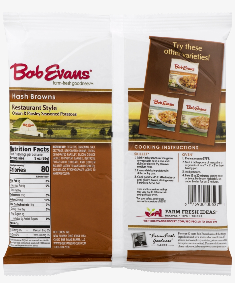 Bob Evans Restaurant Style Ready To Cook Hash Browns, - Bob Evans Sausage, Egg & Cheese Biscuit Sandwich, transparent png