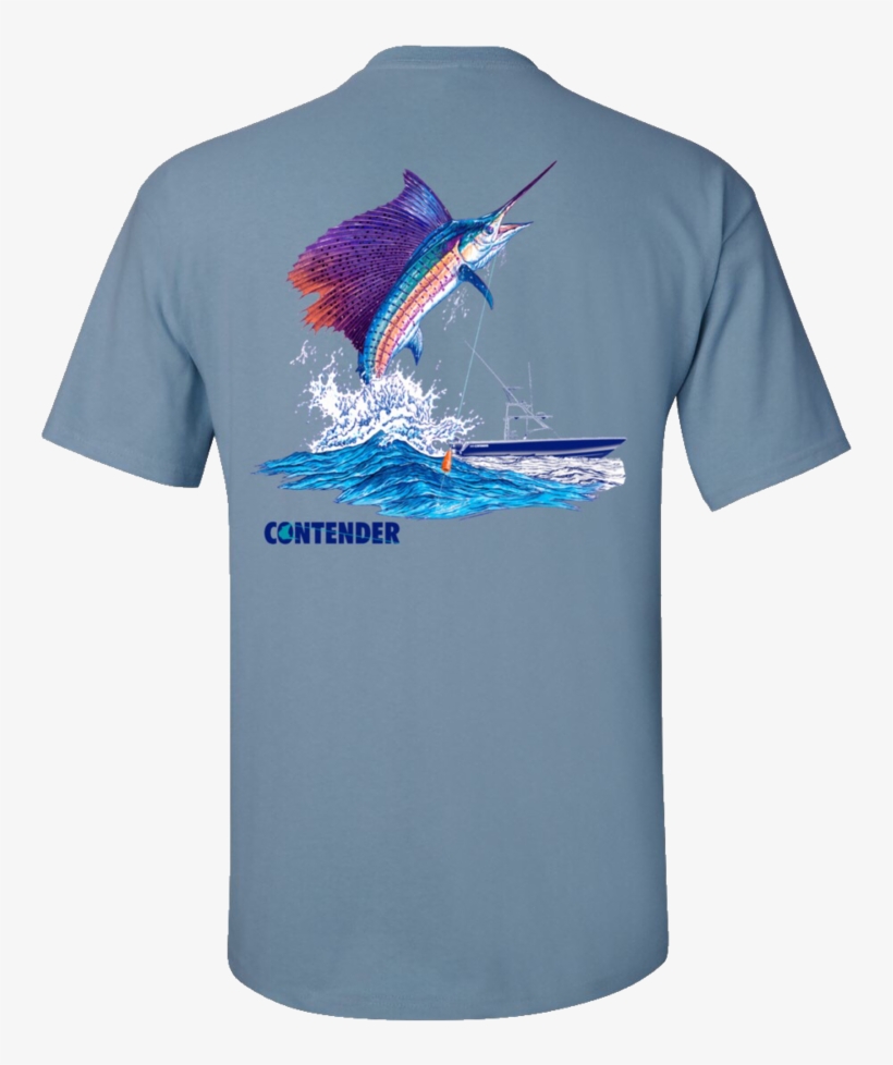 Contender Men's Stone Blue Sailfish Short Sleeve Tee - T-shirt, transparent png