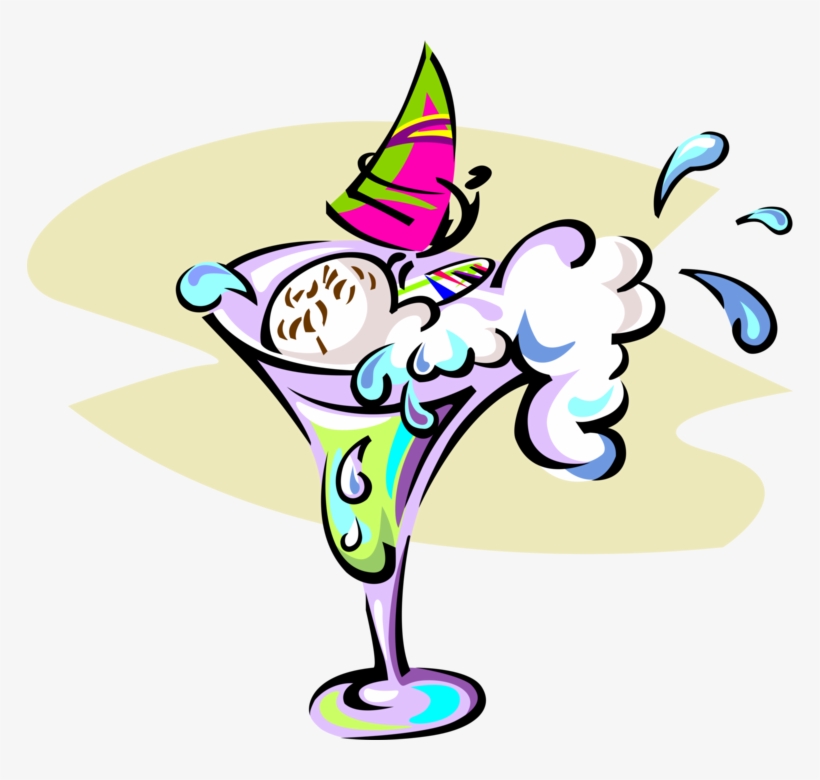 Vector Illustration Of Windsurfer In Mixed Cocktail - Cartoon, transparent png