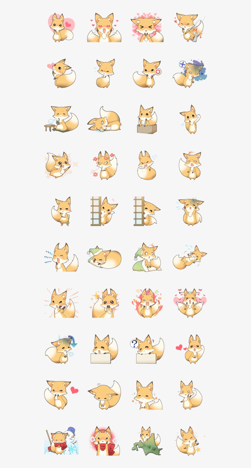 Lobo Cabello Naranja - Girly Fox Line Stickers, transparent png