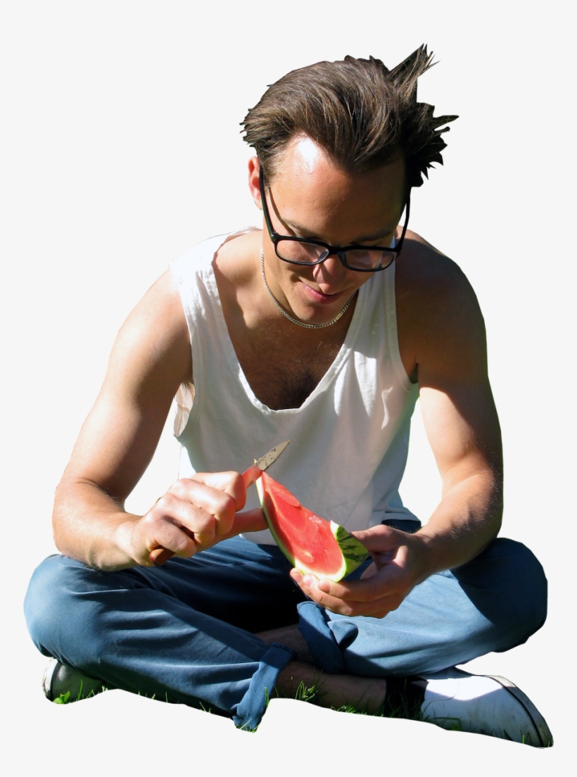 C, J And I Had A Few Kilograms Of Water Melon Sitting - Cut Out People Sitting On Grass, transparent png