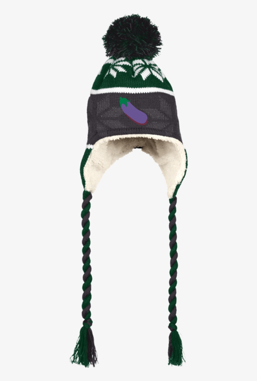 Eggplant Emoji 223825 Holloway Hat With Ear Flaps And - Winter Hat With Braids, transparent png