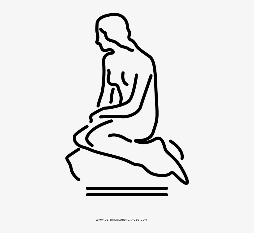 The Little Mermaid Coloring Page - Sitting, transparent png
