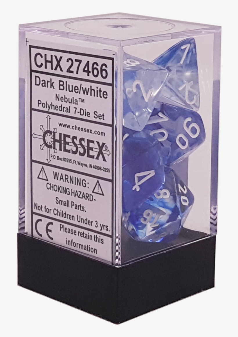 Nebula Dark Blue With White Polyhedral - Chessex Frosted Polyhedral 7-die Set (clear, transparent png