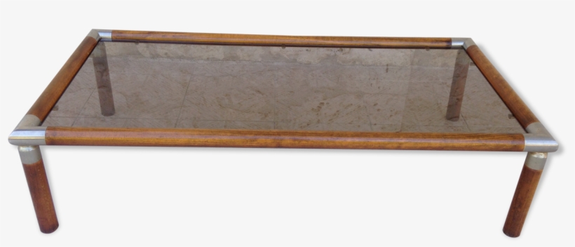 Vintage Coffee Table In Beech Wood And Smoked Glass - Coffee Table, transparent png