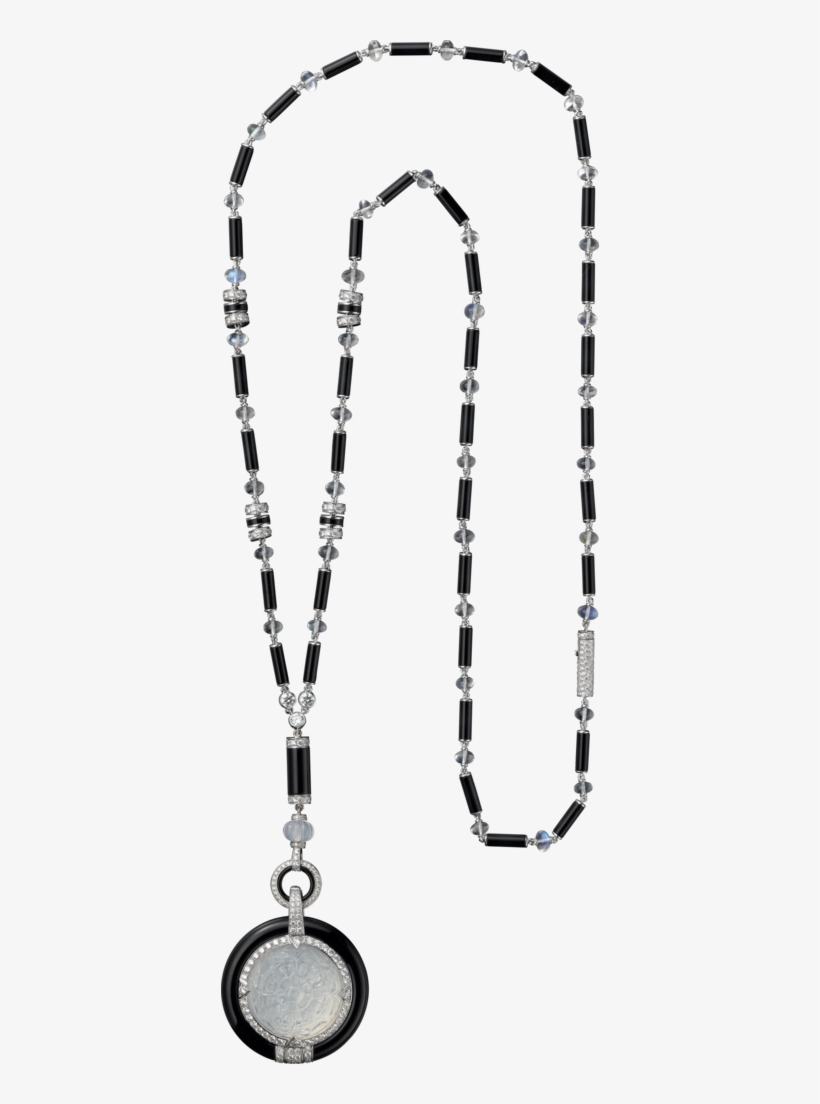 Cartierlocket Suspended From A Chain Of Moonstone And - Jewellery, transparent png