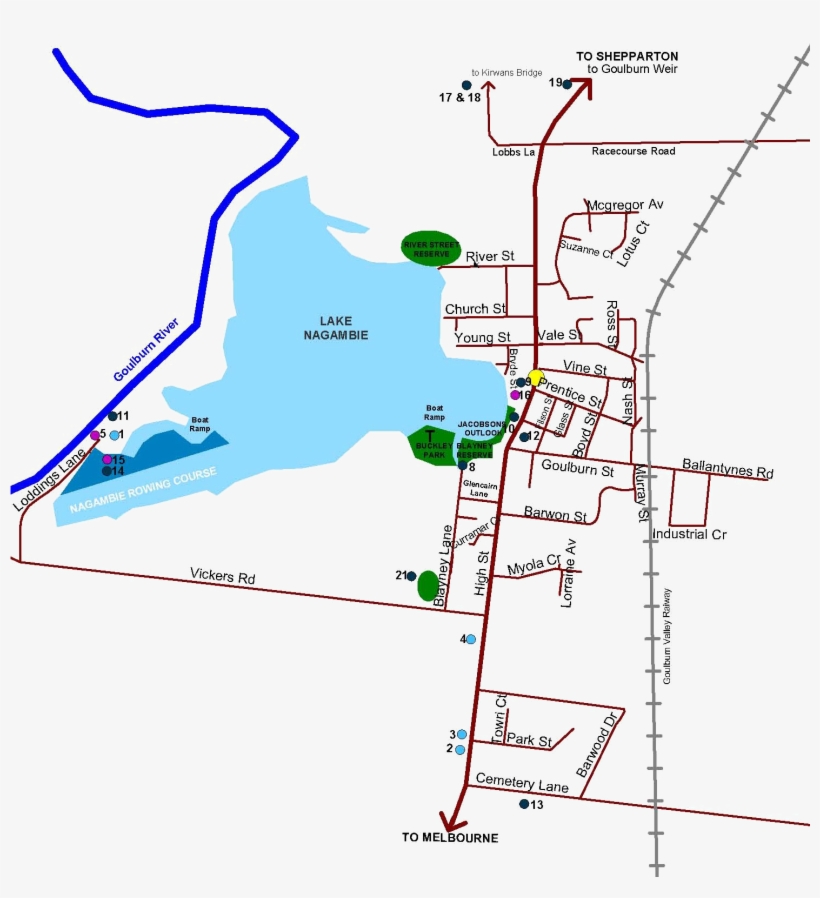 Nagambielakes-map - Lake Nagambie Boat Ramp, transparent png