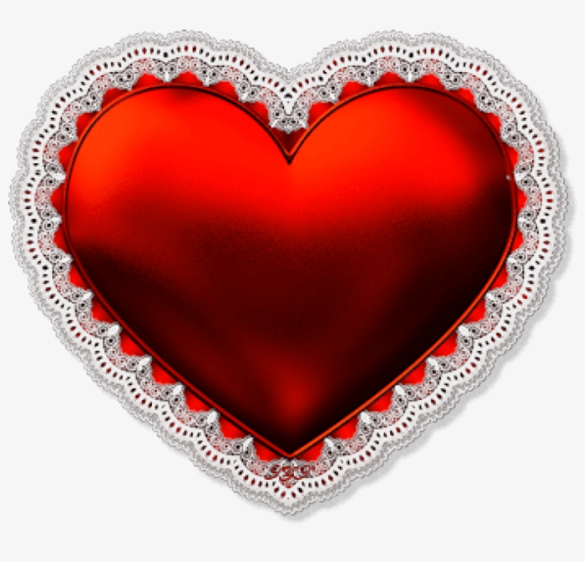 Free Png Bright Red Heart With Lace Png Images Transparent - Heart, transparent png