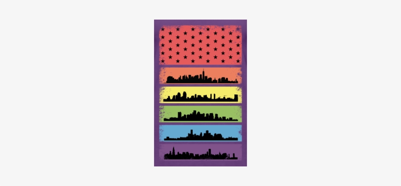 Rainbow Skyline Lgbt Flag Pride - Lgbt Slouchy V-neck Lgbt Pride Rainbow City Skyline, transparent png