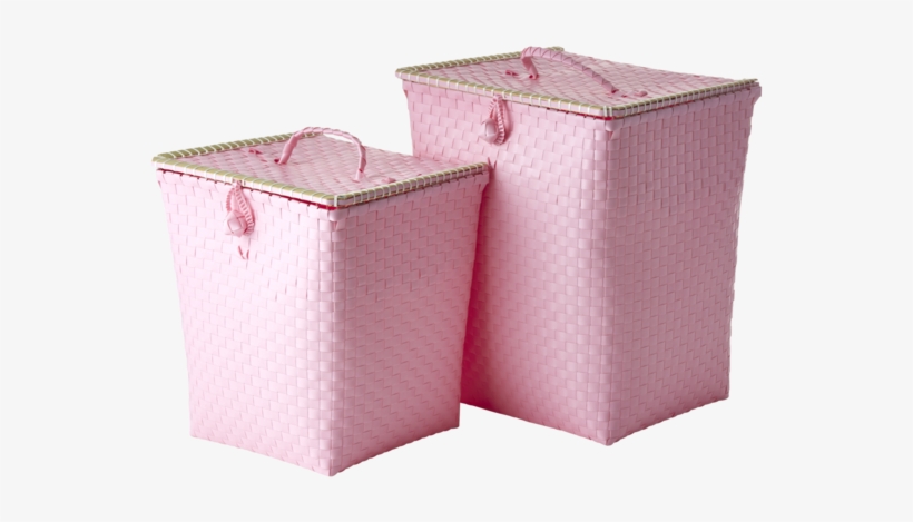 Rice Laundry Basket Made Of Plastic - Soft Pink - Large, transparent png