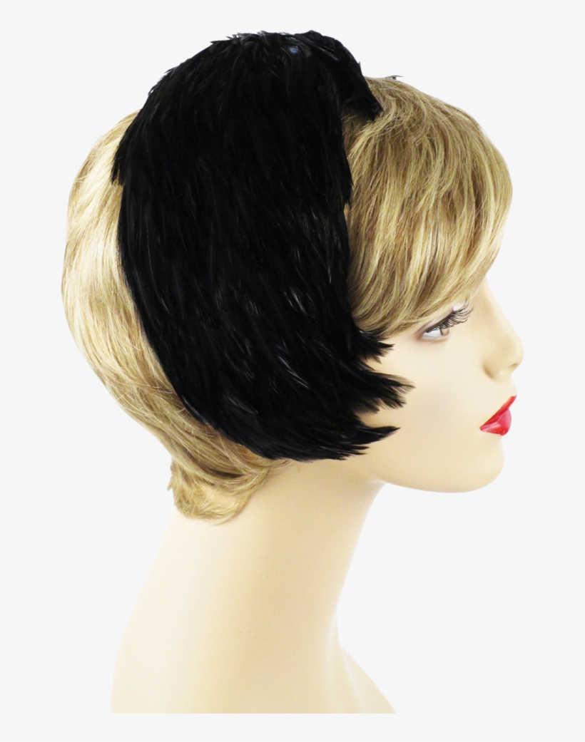 Vintage 1960s Black Feather Clip Hat From Alley Cats - Lace Wig, transparent png