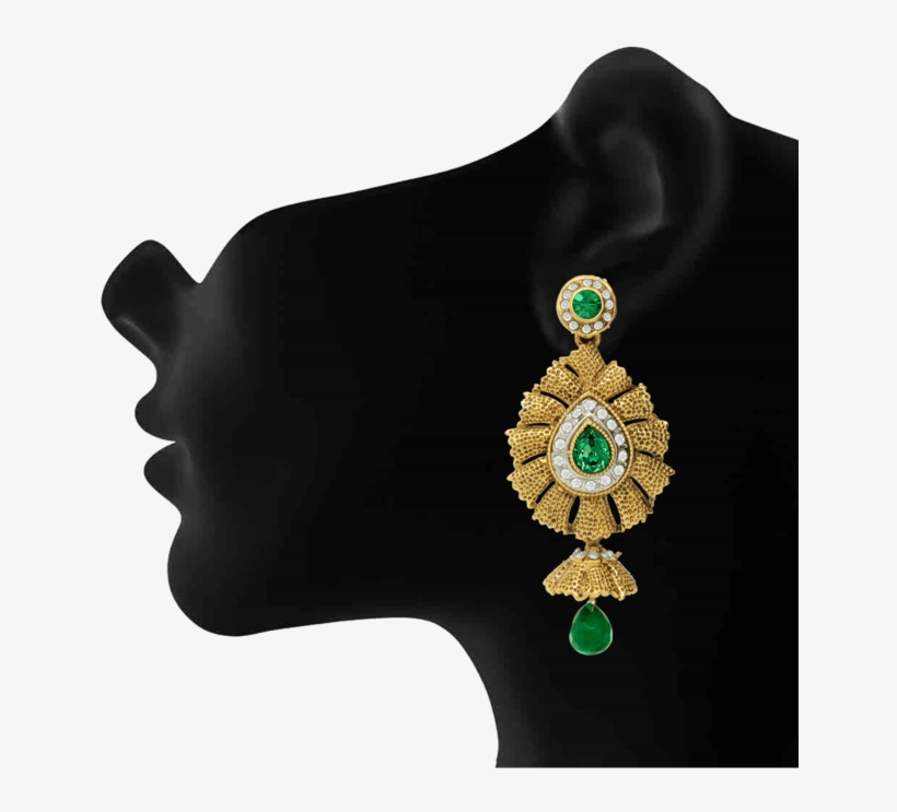 Traditional Ethnic Green Flame Dangler Earrings With - Liliana Bella Handmade Goldplated Pearl Drop Floral, transparent png