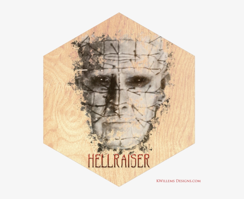 This Pinhead Premium Wood Art Print Is The Most Uniquely - Hellraiser Pinhead 2.25" Pinback Button Or Magnet 80s, transparent png